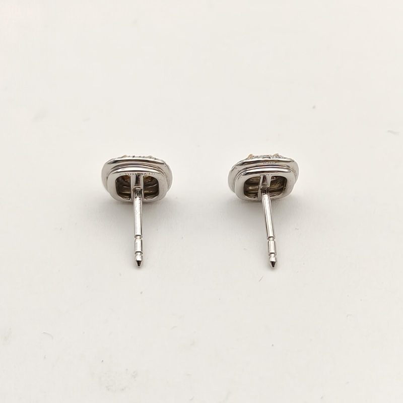 TIFFANY&CO 鑽石pt950黃鑽耳釘拼-4