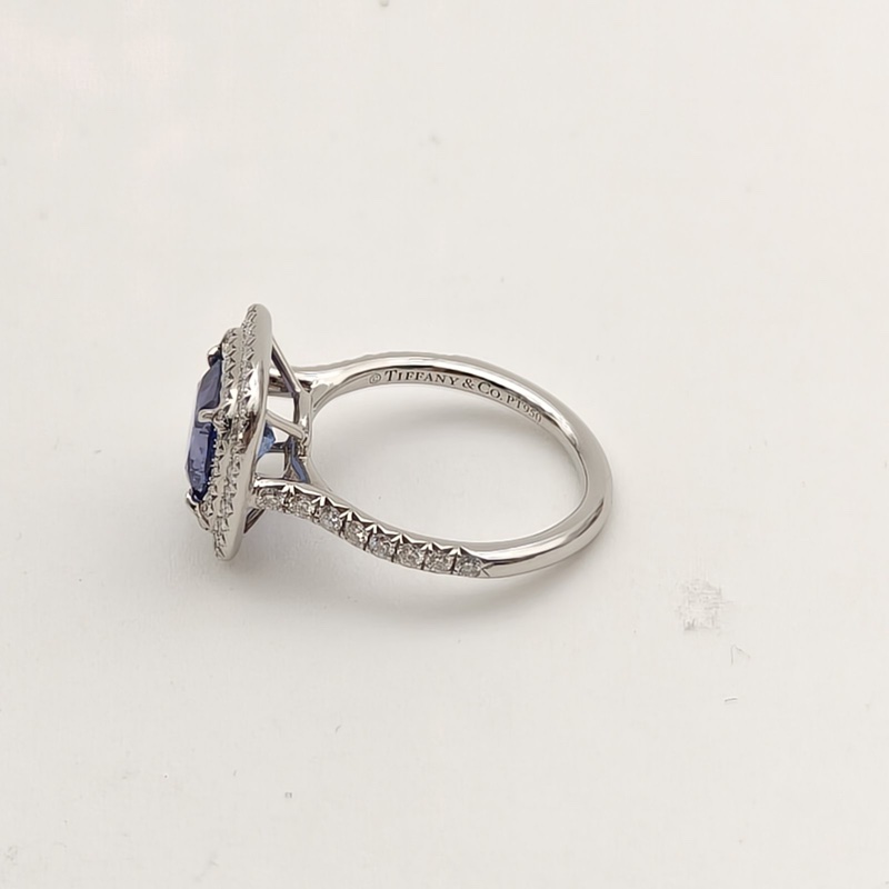 TIFFANY&CO 鑽石pt950Tiffany蒂芙尼坦桑石鑽戒51-3