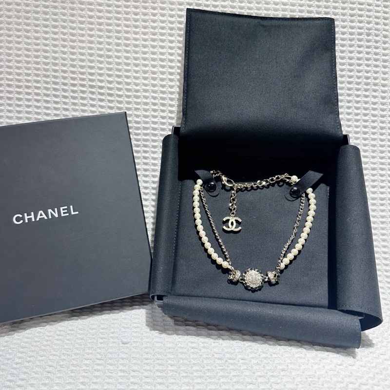 Jennie 同款！Chanel 香奈兒 21k 皮穿練珍珠 項鏈 Choker-0