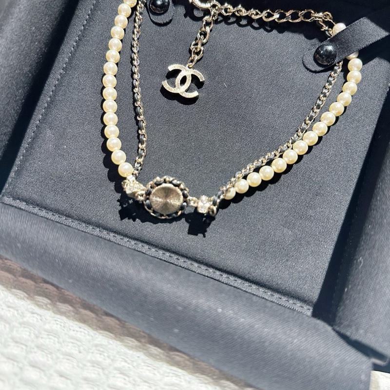Jennie 同款！Chanel 香奈兒 21k 皮穿練珍珠 項鏈 Choker-5