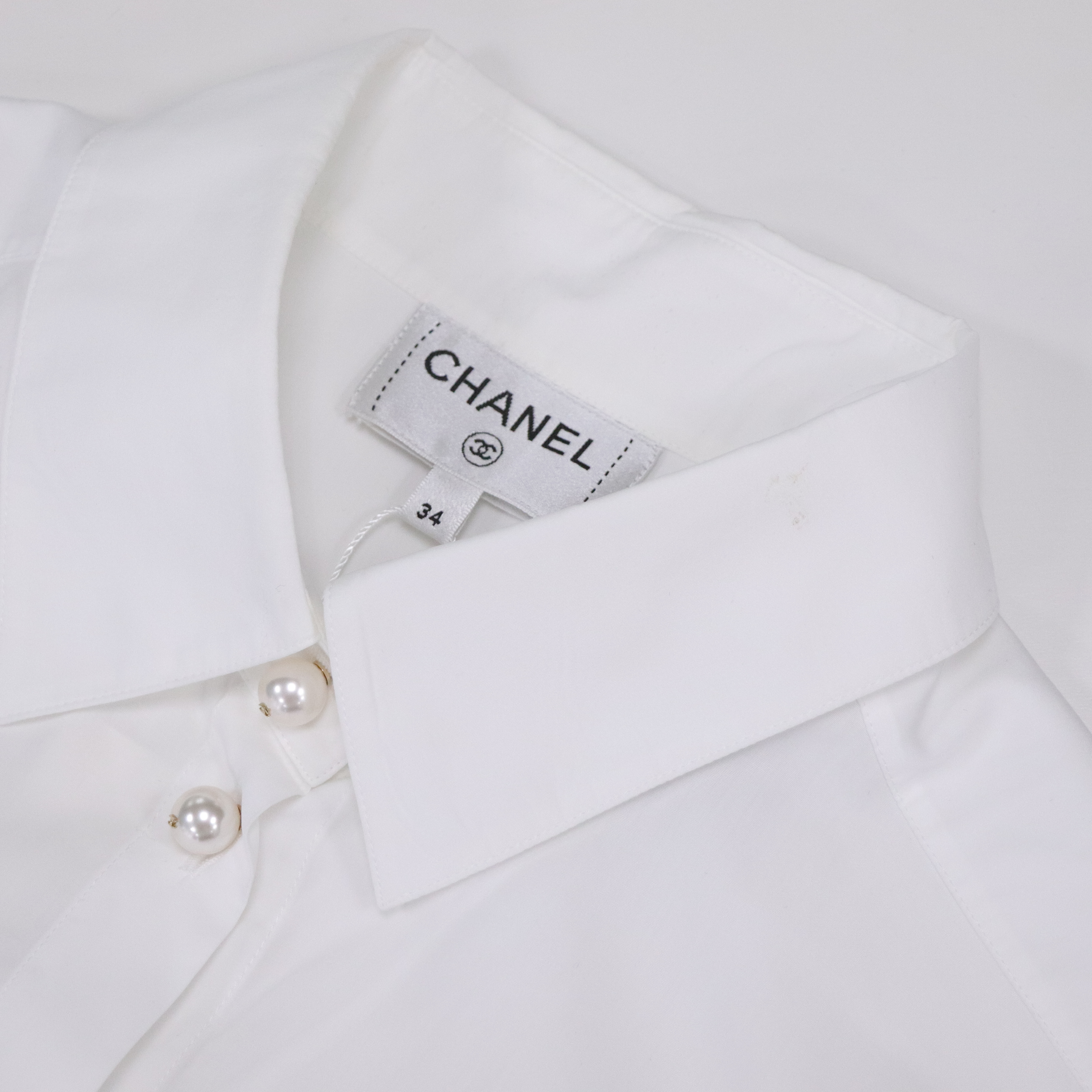 Chanel 香奈兒 白色 珍珠鈕扣 襯衫-5