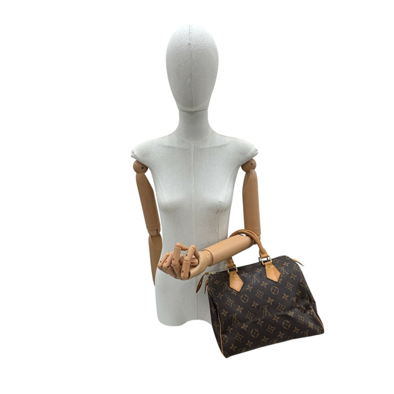 棕色 原花帆布 Speedy 25 波士頓包 手提包【LOUIS VUITTON LV 路易威登】 M41528-8