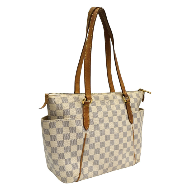 白色 棋盤格帆布 Totally PM 肩背包【LOUIS VUITTON LV 路易威登】 N41280-1