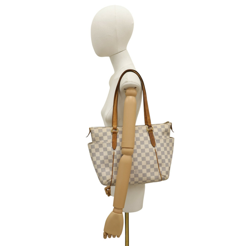 白色 棋盤格帆布 Totally PM 肩背包【LOUIS VUITTON LV 路易威登】 N41280-5