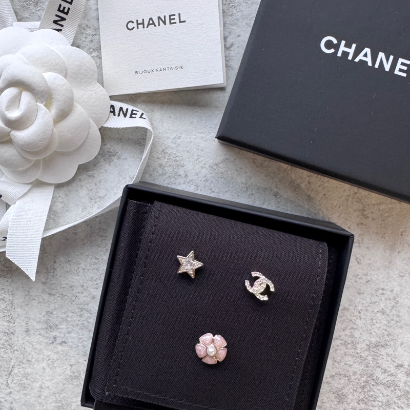 Chanel 香奈兒 迷你小耳環 三件組 香檳金-0