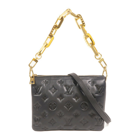 LOUIS VUITTON Monogram Embossed Coussin BB金扣鏈帶手挽肩背兩用袋