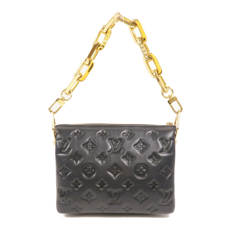 LOUIS VUITTON Monogram Embossed Coussin BB金扣鏈帶手挽肩背兩用袋-1