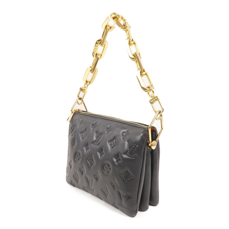 LOUIS VUITTON Monogram Embossed Coussin BB金扣鏈帶手挽肩背兩用袋-2