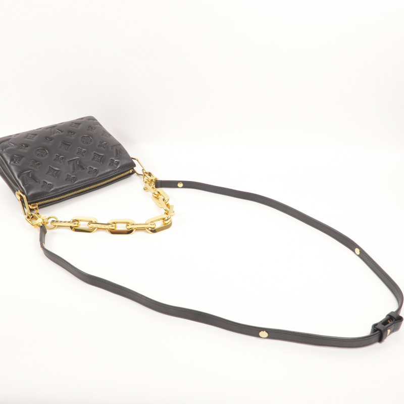LOUIS VUITTON Monogram Embossed Coussin BB金扣鏈帶手挽肩背兩用袋-6