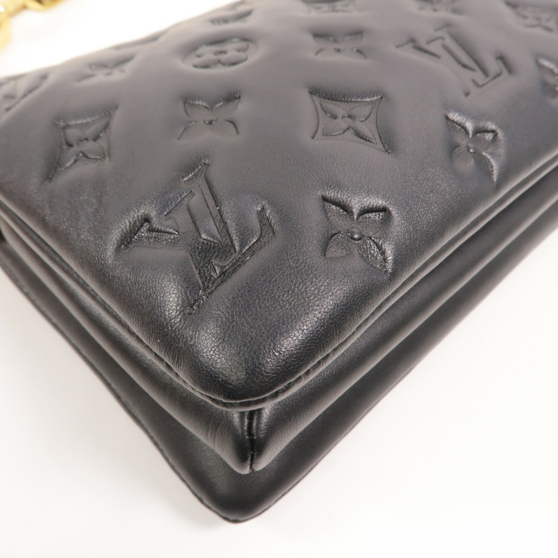 LOUIS VUITTON Monogram Embossed Coussin BB金扣鏈帶手挽肩背兩用袋-8