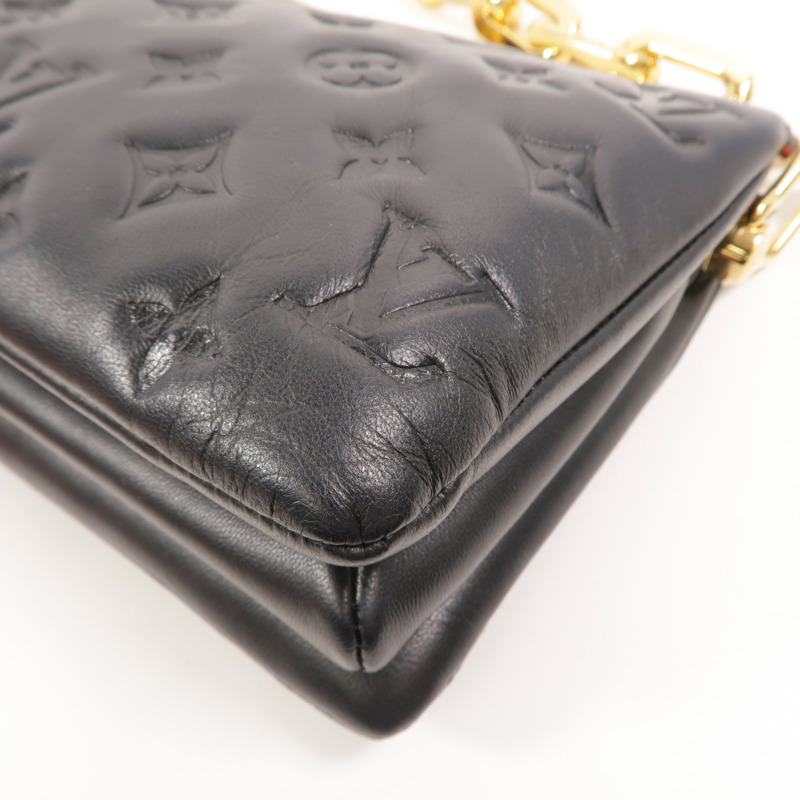 LOUIS VUITTON Monogram Embossed Coussin BB金扣鏈帶手挽肩背兩用袋-9