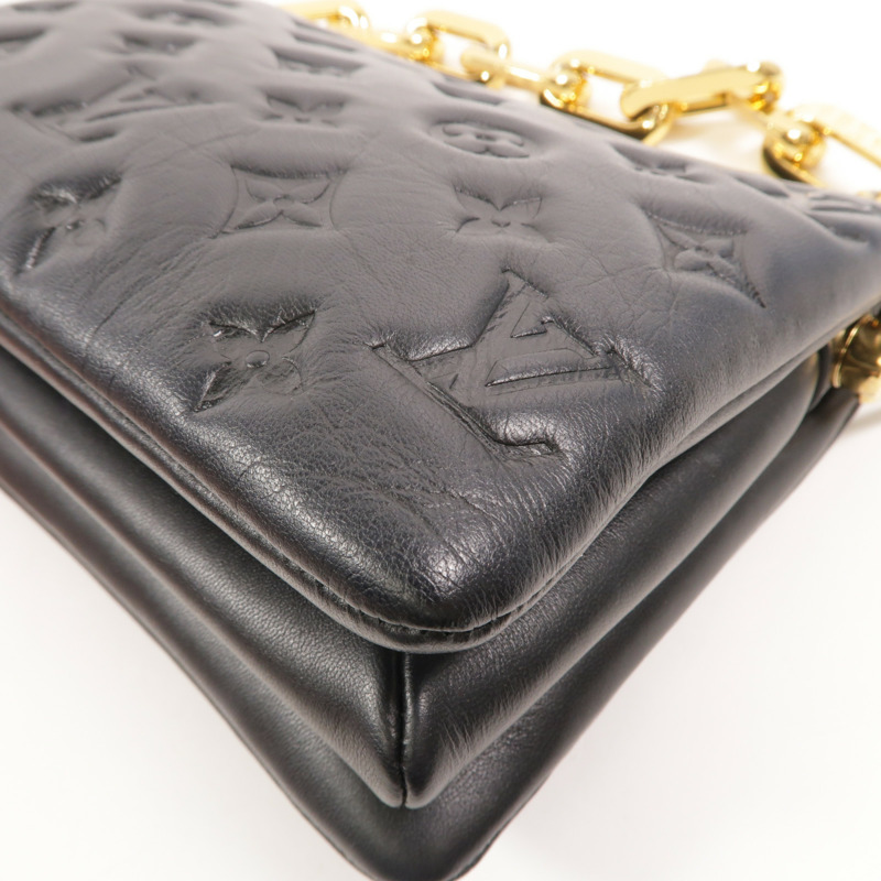 LOUIS VUITTON Monogram Embossed Coussin BB金扣鏈帶手挽肩背兩用袋-10