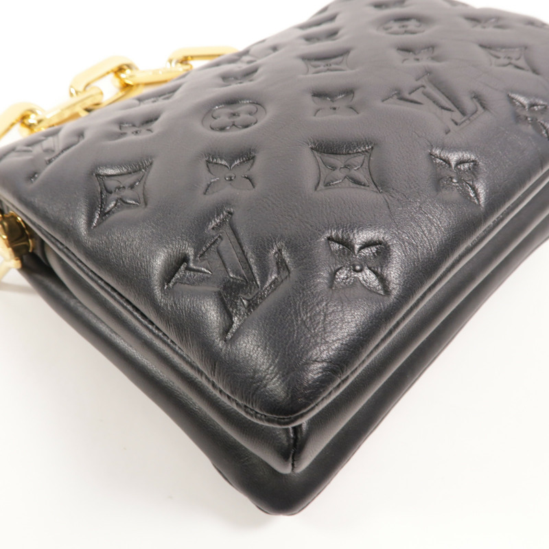 LOUIS VUITTON Monogram Embossed Coussin BB金扣鏈帶手挽肩背兩用袋-11
