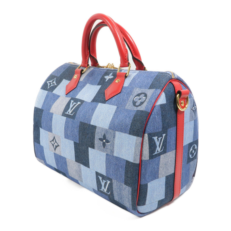LOUIS VUITTON Monogram Denim Speedy Bandouliere 30金扣手挽肩背兩用袋-2