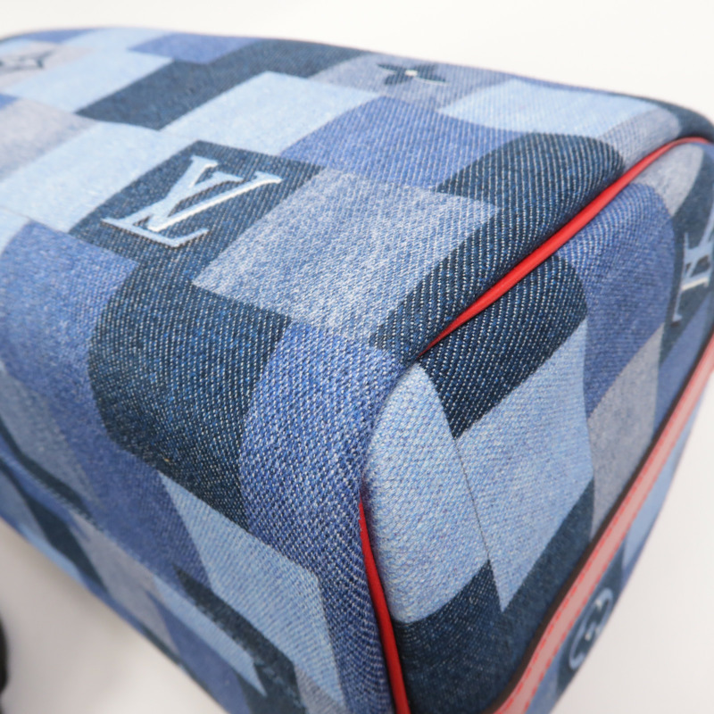 LOUIS VUITTON Monogram Denim Speedy Bandouliere 30金扣手挽肩背兩用袋-11