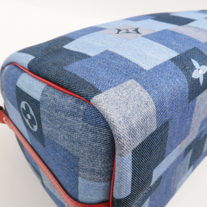 LOUIS VUITTON Monogram Denim Speedy Bandouliere 30金扣手挽肩背兩用袋-12