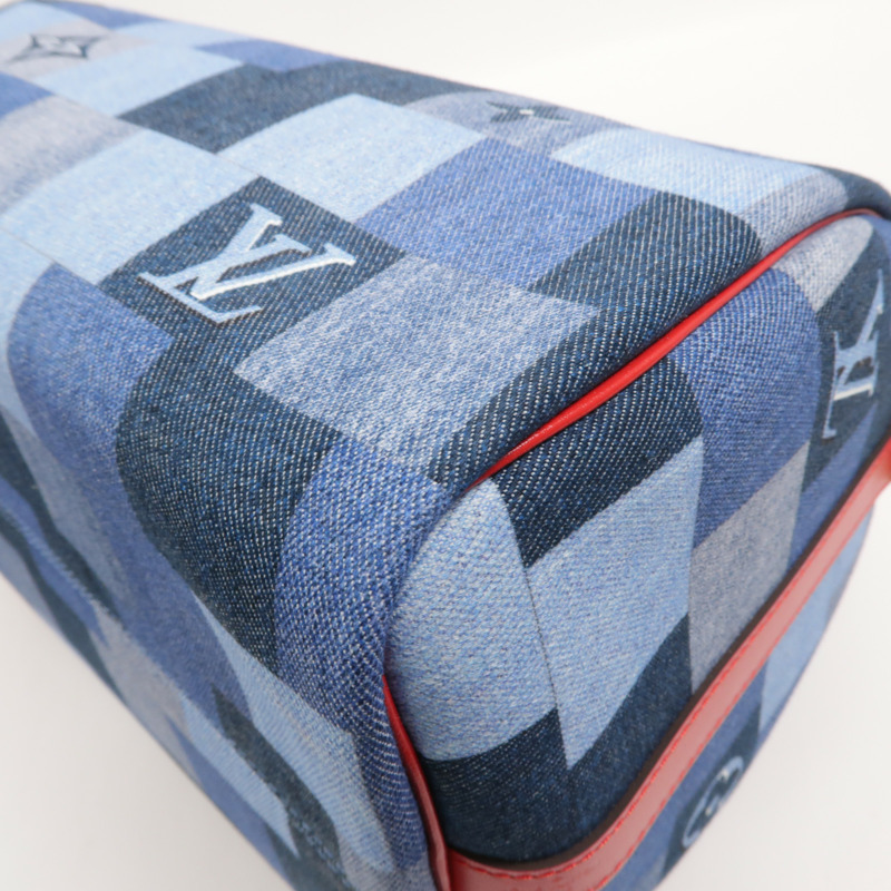 LOUIS VUITTON Monogram Denim Speedy Bandouliere 30金扣手挽肩背兩用袋-13