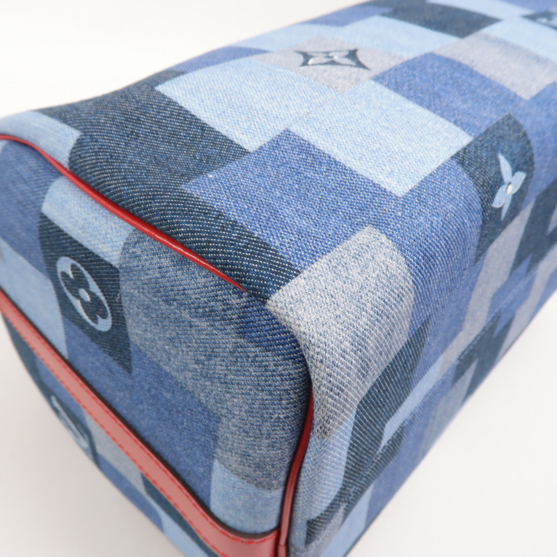 LOUIS VUITTON Monogram Denim Speedy Bandouliere 30金扣手挽肩背兩用袋-14