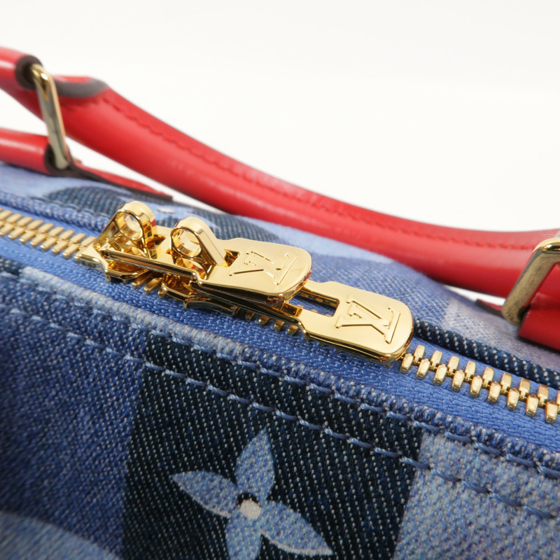 LOUIS VUITTON Monogram Denim Speedy Bandouliere 30金扣手挽肩背兩用袋-15