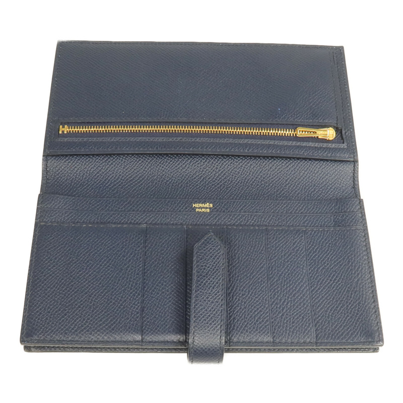 HERMES Epsom皮革Bearn Long Wallet長錢包Bleu Nuit-11