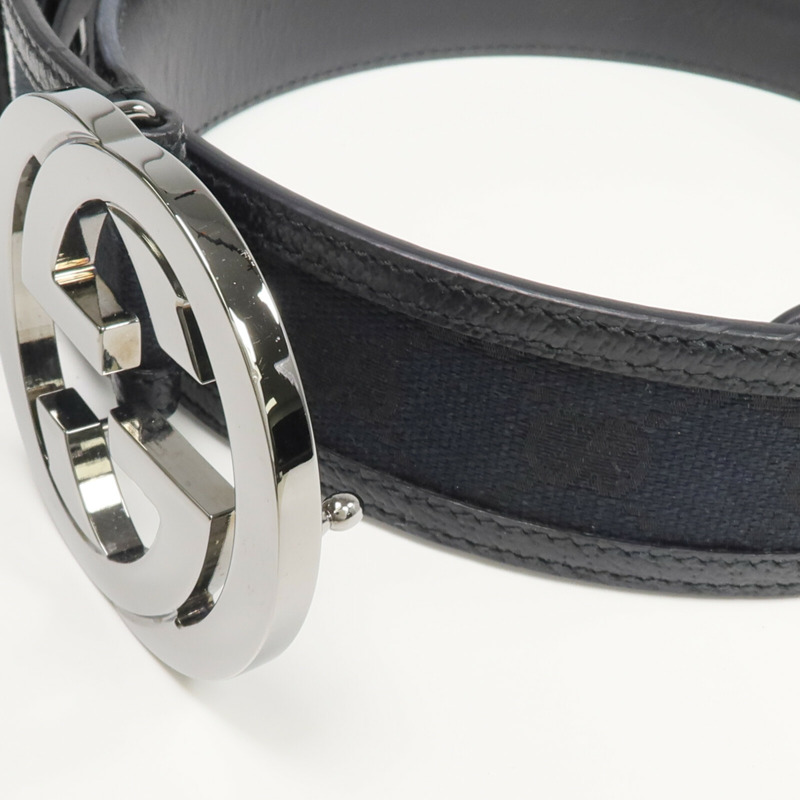 GUCCI 帆布/皮革Interlocking GG Belt腰帶-5