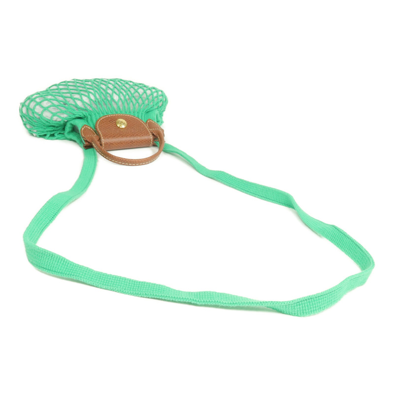 Longchamp 棉質/皮革XS Le Pliage Filet手挽肩背兩用袋-4
