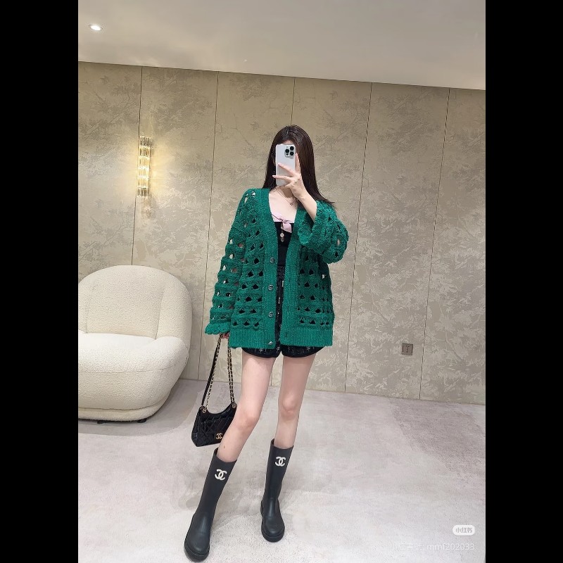 (全新品)Chanel25C鏤空綠色毛衣外套(明星同款)-20