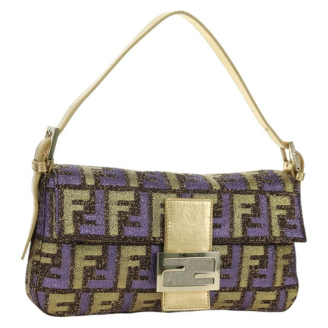 FENDI Zucca 帆布 Mamma Baguette 單肩包金色正品 YKZ560SM