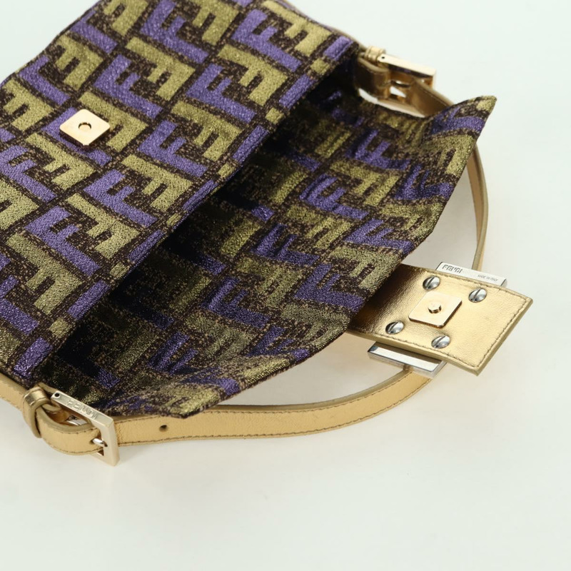 【日本直送】FENDI Zucca 帆布 Mamma Baguette 單肩包金色正品 YKZ560SM-19