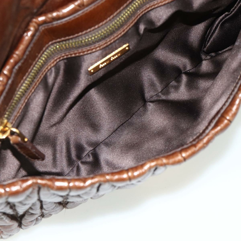 【日本直送】Miu Miu Matelasse 鏈條單肩包 皮革 棕色 金 正品 yk20358A-9