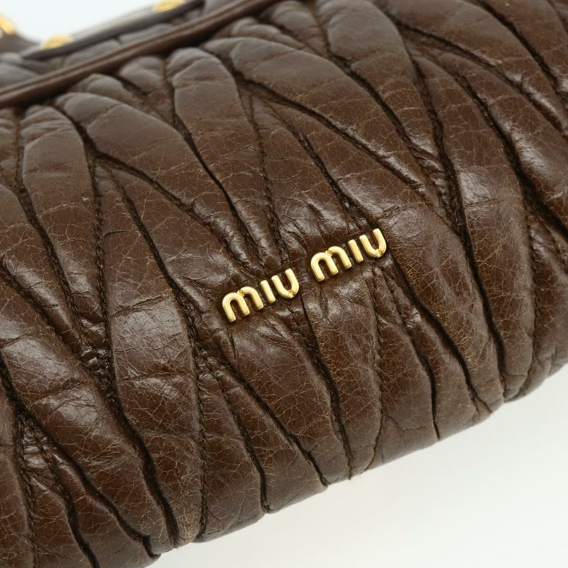 【日本直送】Miu Miu Matelasse 鏈條單肩包 皮革 棕色 金 正品 yk20358A-16