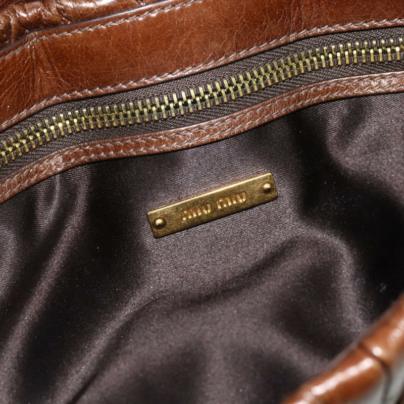 【日本直送】Miu Miu Matelasse 鏈條單肩包 皮革 棕色 金 正品 yk20358A-18