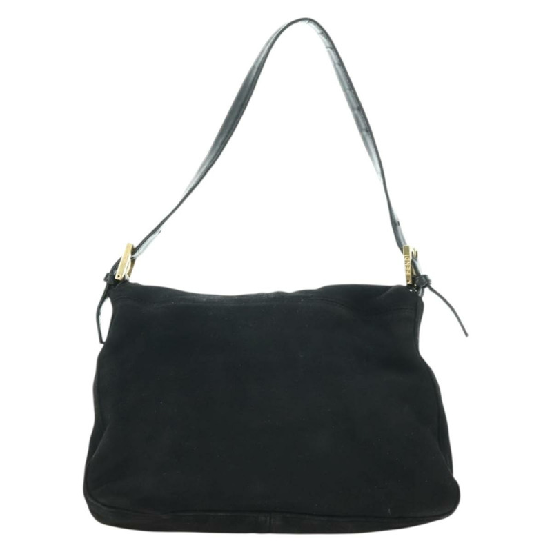 【日本直送】FENDI Mamma Baguette 單肩包 麂皮 黑色 金色 正品 yk20351SAM-1