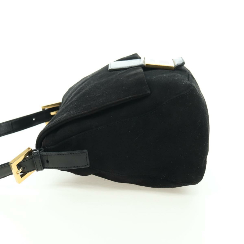 【日本直送】FENDI Mamma Baguette 單肩包 麂皮 黑色 金色 正品 yk20351SAM-2