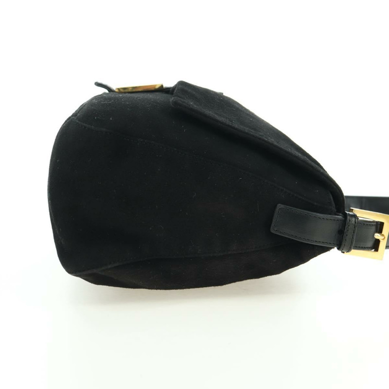 【日本直送】FENDI Mamma Baguette 單肩包 麂皮 黑色 金色 正品 yk20351SAM-3