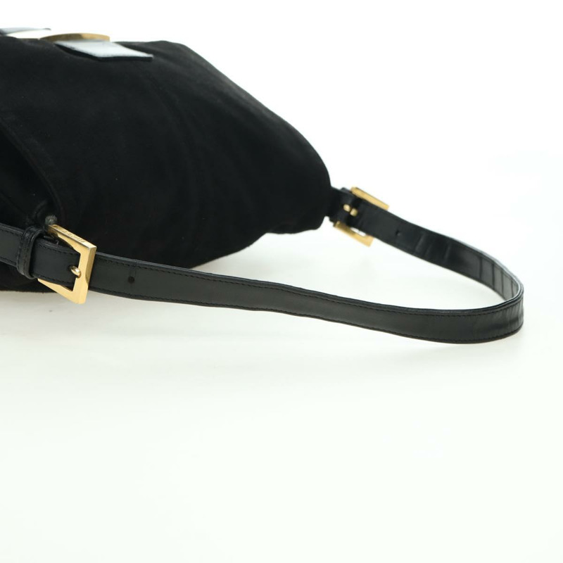 【日本直送】FENDI Mamma Baguette 單肩包 麂皮 黑色 金色 正品 yk20351SAM-6