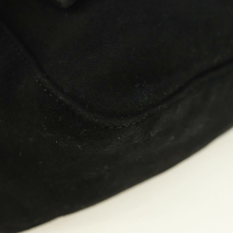 【日本直送】FENDI Mamma Baguette 單肩包 麂皮 黑色 金色 正品 yk20351SAM-14