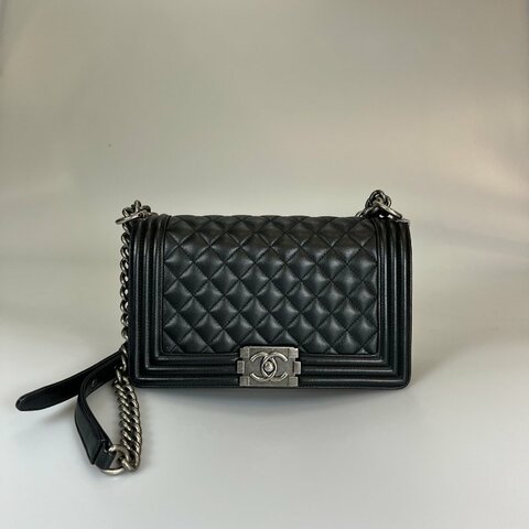 CHANEL BOY25 羊皮黑 保卡款29開