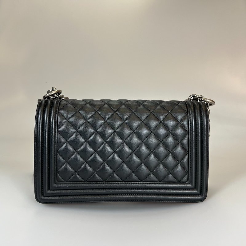 CHANEL BOY25 羊皮黑 保卡款29開-1