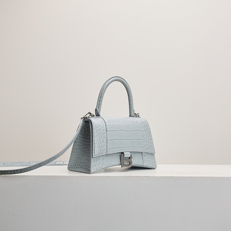 二手Balenciaga 鱷魚紋沙漏包/小號霧霾藍-1