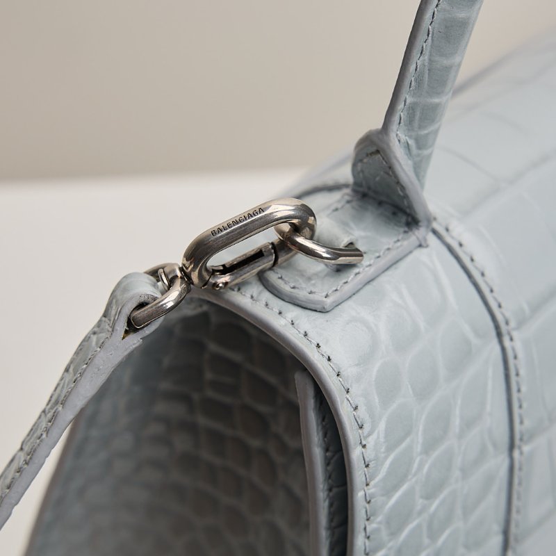 二手Balenciaga 鱷魚紋沙漏包/小號霧霾藍-18