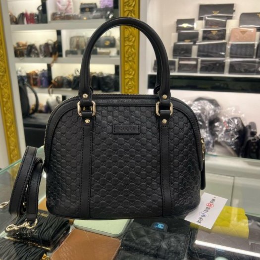 東區正精品㊣ GUCCI 449654 黑色牛皮全皮壓紋金釦拉鍊弧型貝殼包手提包斜背包RZ6422-0