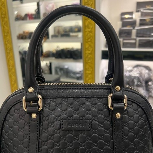 東區正精品㊣ GUCCI 449654 黑色牛皮全皮壓紋金釦拉鍊弧型貝殼包手提包斜背包RZ6422-1