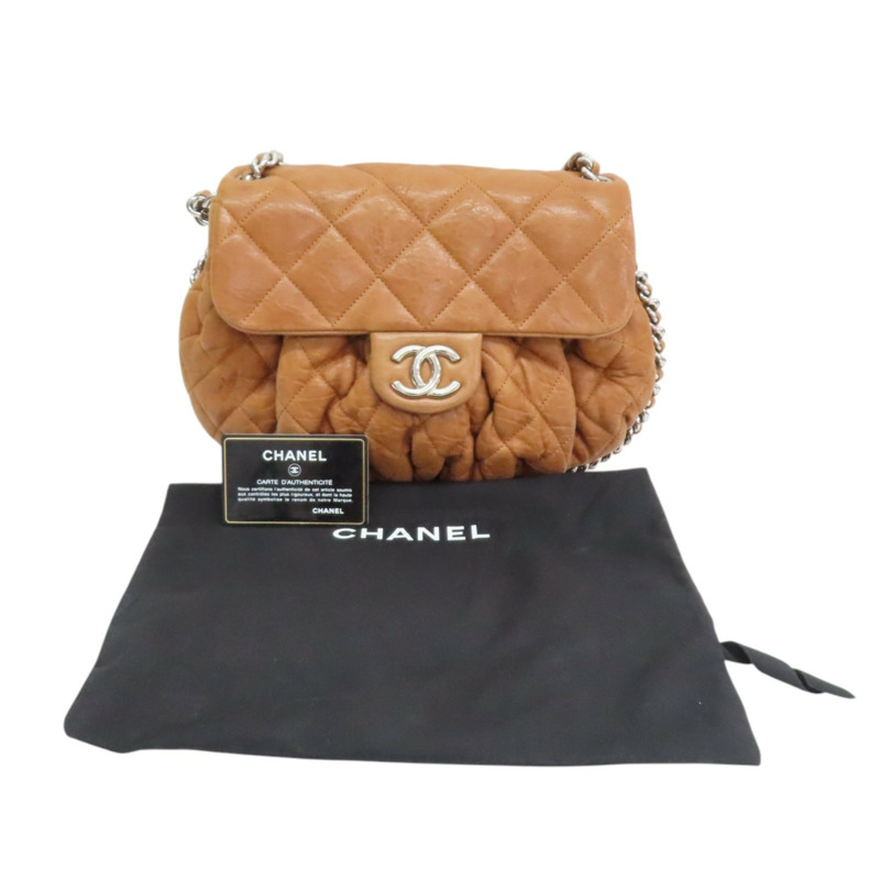 棕色 牛皮 Chain Around 鍊帶 肩背包 銀扣【CHANEL 香奈兒】 A49889-7