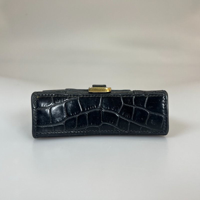 BALENCIAGA 664676黑鱷魚壓紋沙漏包MINI-4