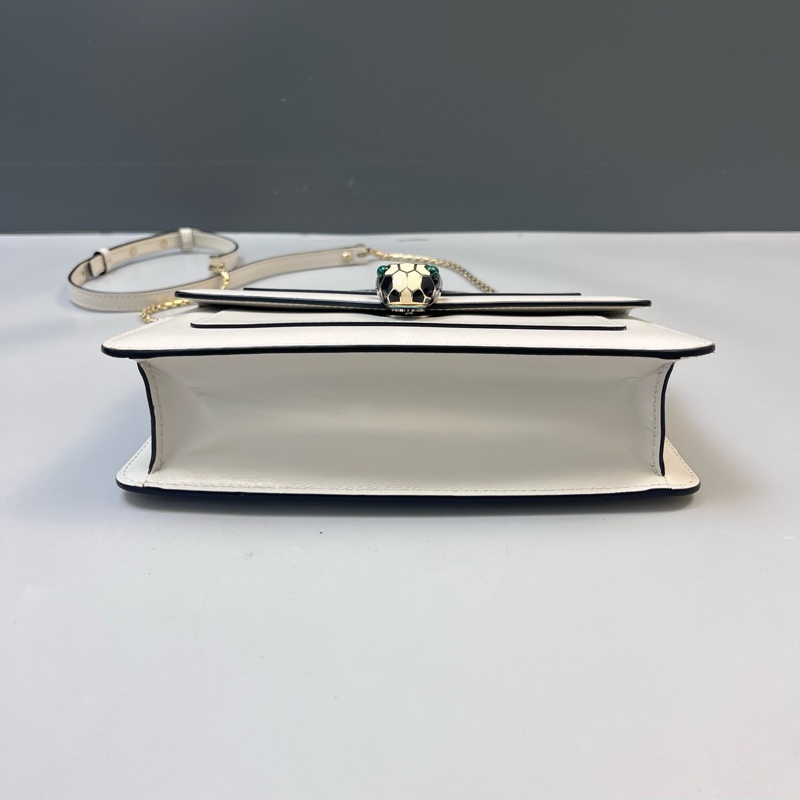 Bvlgari 寶格麗 蛇頭鏈條包 牛皮白色-4