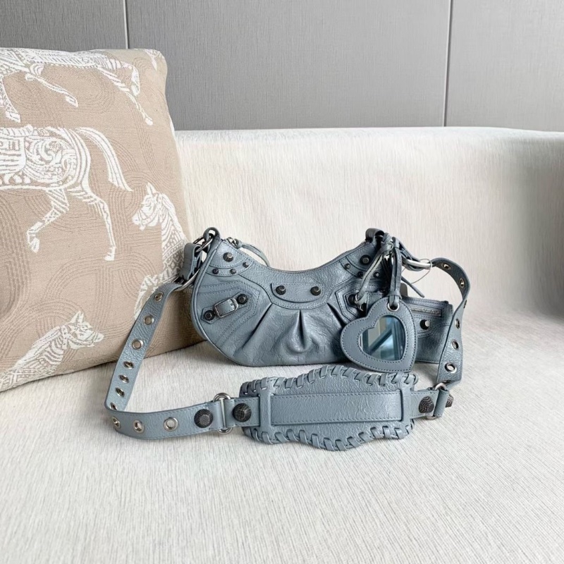 Balenciaga Le Cagole 機車餃子包xs碼 藍色 25*15*6  9新 配件塵袋 子包 鏡子-2