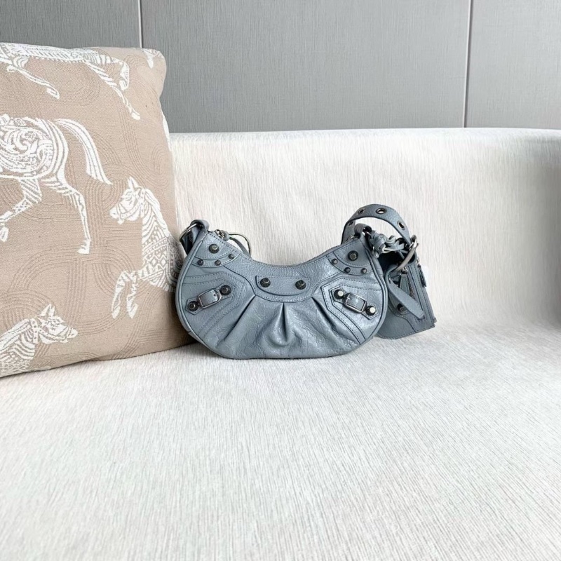 Balenciaga Le Cagole 機車餃子包xs碼 藍色 25*15*6  9新 配件塵袋 子包 鏡子-5