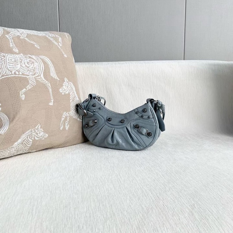 Balenciaga Le Cagole 機車餃子包xs碼 藍色 25*15*6  9新 配件塵袋 子包 鏡子-6
