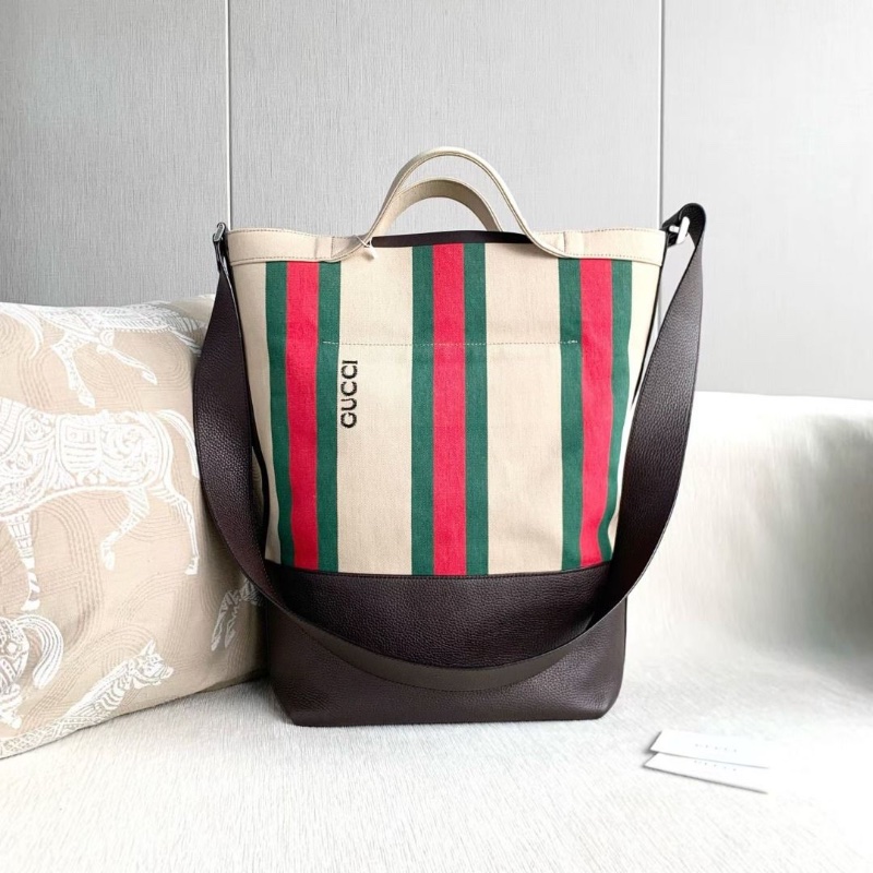Gucci 紅綠條紋帆布tote包 黑標043 39*41*16  9新 配件塵袋-1